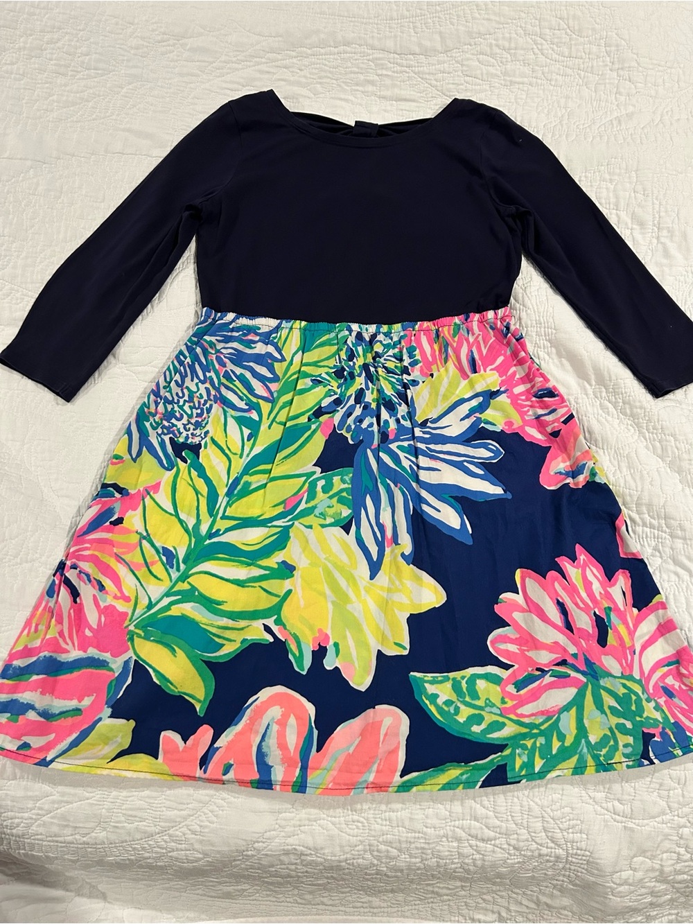 Lilly Pulitzer Girls Mochi Dress High Tide Navy Travelers Palm